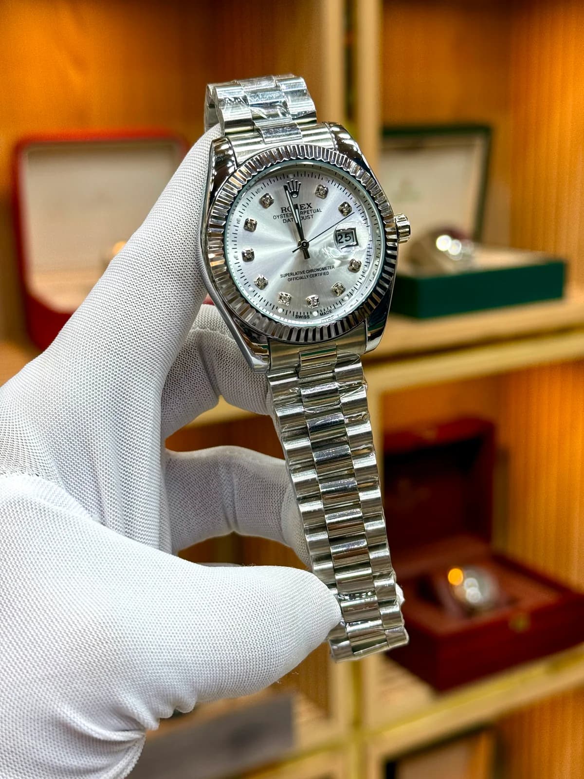 Rolex datejust fluted silver dial