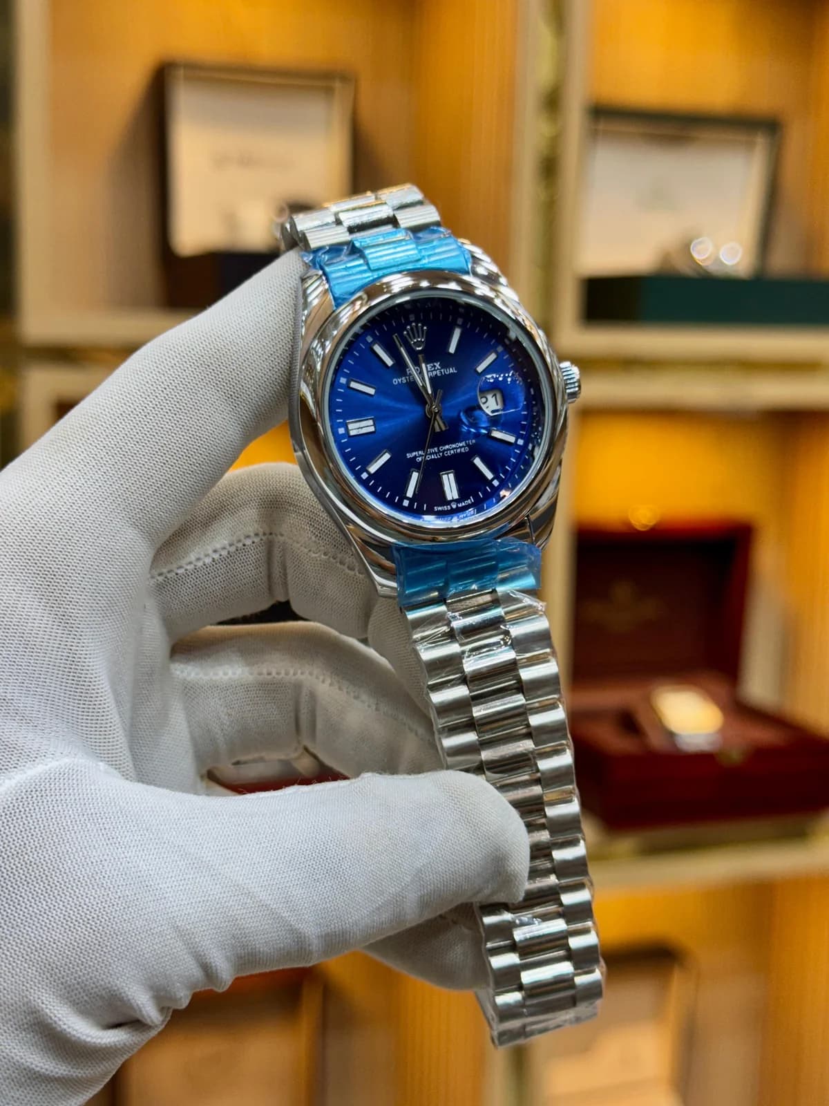 Rolex Oyster Perpetual blue Dial Watch