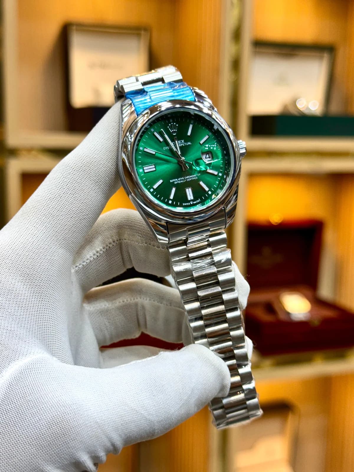 Rolex Oyster Perpetual Green Dial Watch